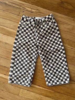Zara Kids Brown & cream Checkered Pull-On Pants